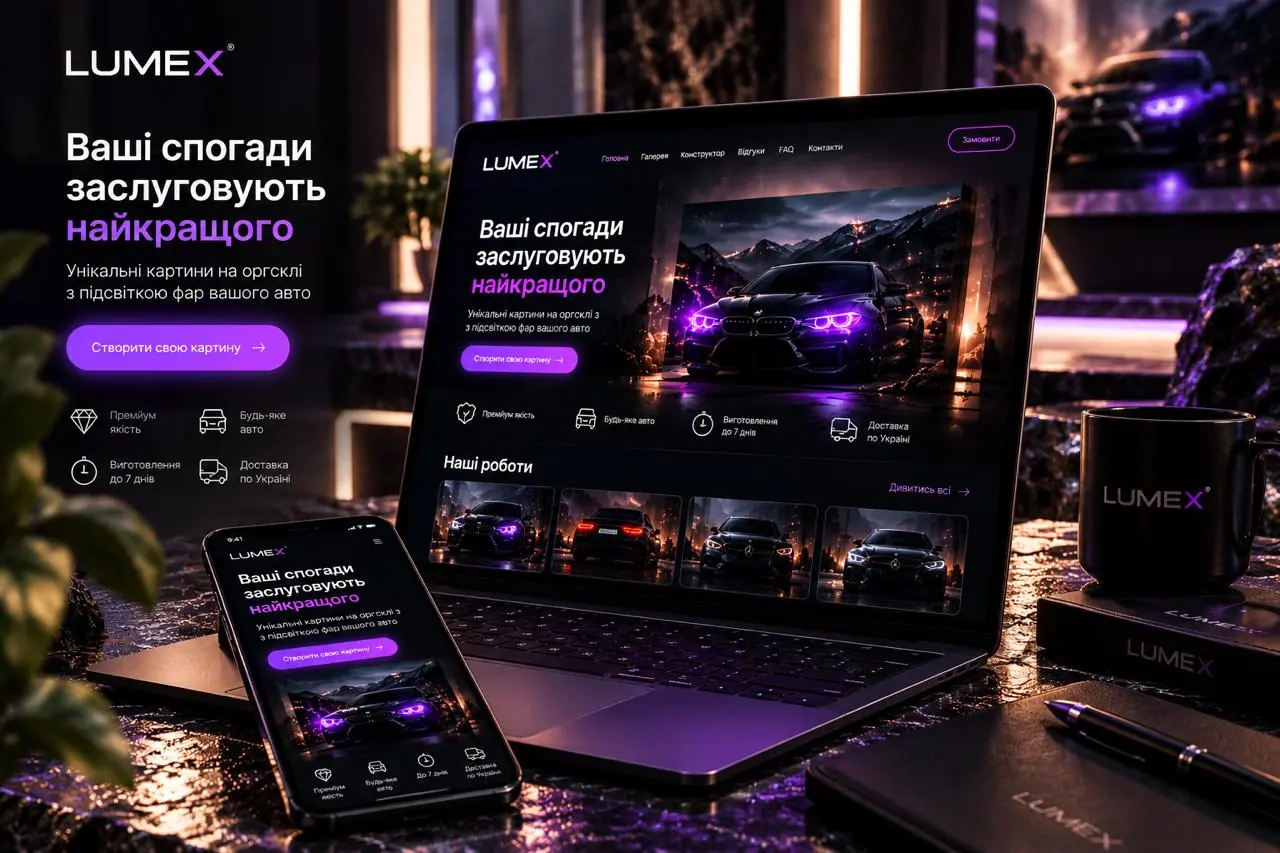 Сайт LUMEX на ноутбуці та смартфоні